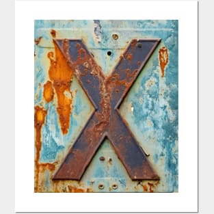 Rusty Letter X Antique Monogram Letter X Initial Alphabet Posters and Art